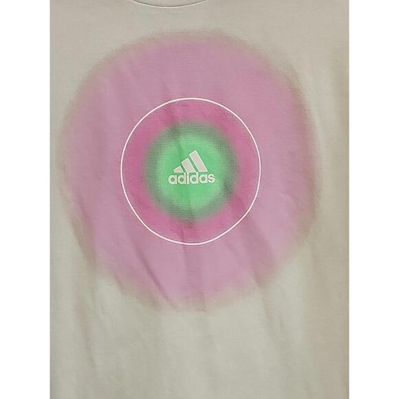 Adidas Men's T-Shirt Multisport off White/ Pink Graphic Size XL - Picture 2 of 5